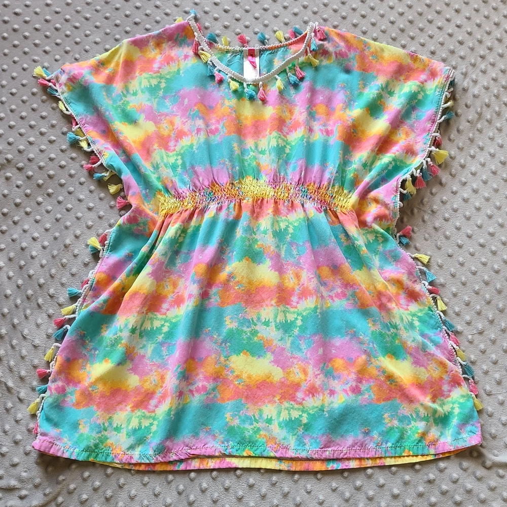 Betsey Johnson Multicolor Tie-Dye Coverup with Tassels